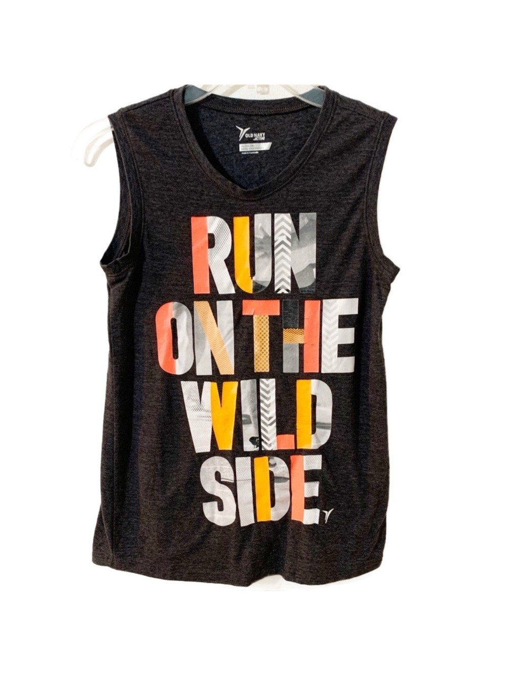 Old Navy Active Graphic Run Exercise Tank Top Tee Run on the Wild Side Girls XL
